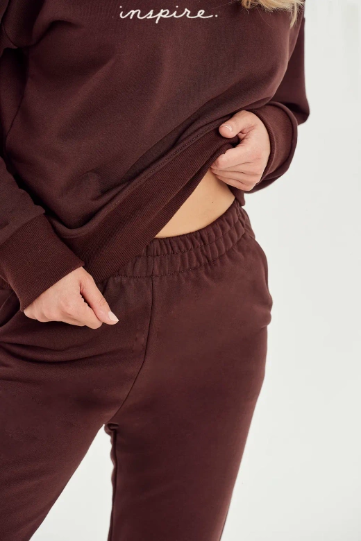Spodnie dresowe bawełniane joggers 3057, brązowe