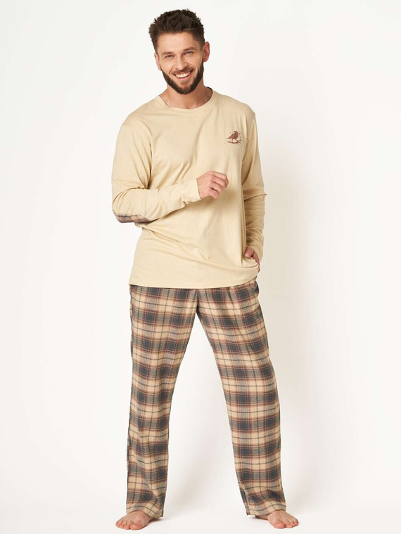 Piżama Key MNS 403 B24 Flanela dł/r M-2XL beżowy