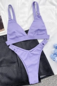 Strój kąpielowy usztywniane bikini w prążek RODOS, fiolet