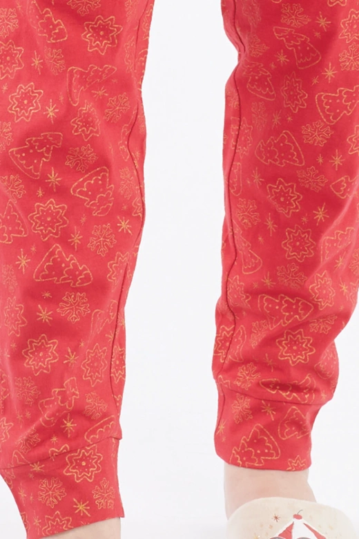 Świąteczna piżama z nadrukiem piernikowej karuzeli GRETEL, beżowa