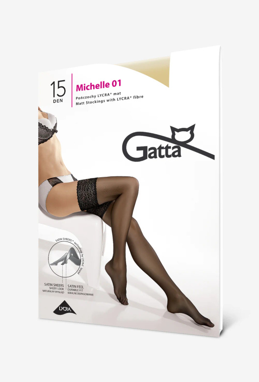 MICHELLE 01 Pończochy samonośne z koronką, visione