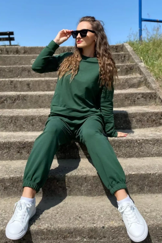 Modny komplet damski/dres ze ściągaczami Wenezja, zielony