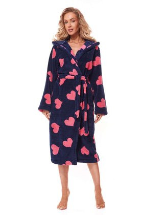 Szlafrok L&L 2311 Futura długi S-XL damski granatowy