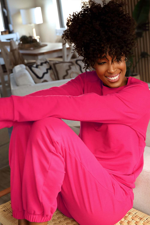 Modny komplet damski/dres ze ściągaczami Wenezja, malina