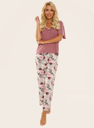 Piżama De Lafense 720 Finess kr/r S-2XL jagodowy