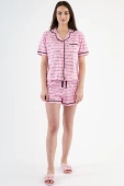 Bawełniana Zapinana Koszulowa Piżama Coraline, Róż