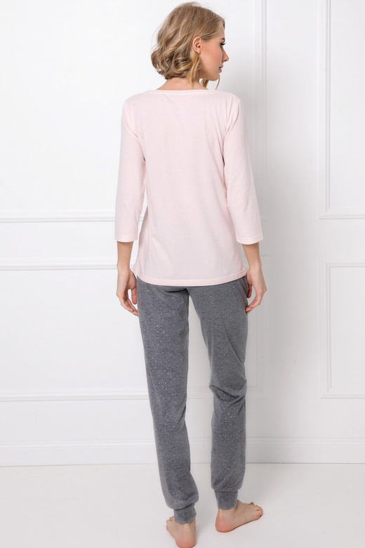 Długa piżama damska FIONA w misie, róż