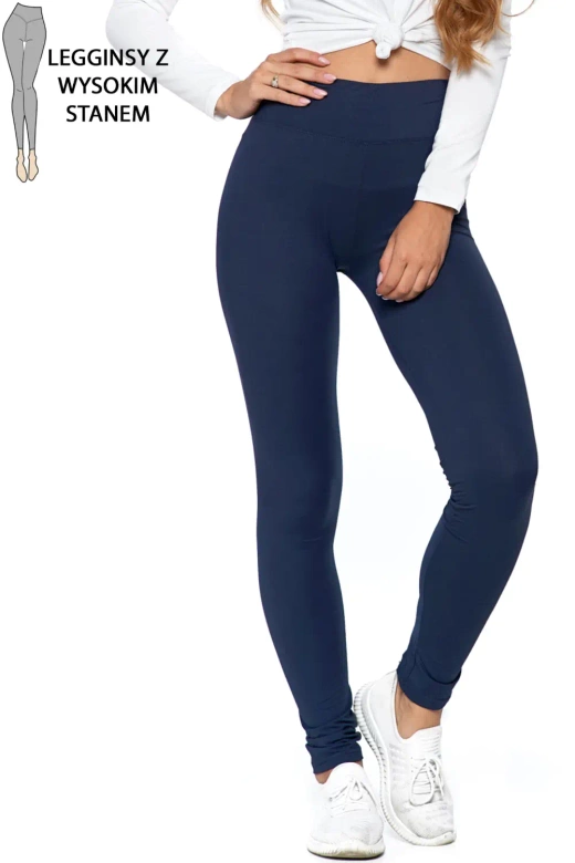 Klasyczne legginsy wysoki stan RDL1000-018, granatowe