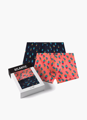 Bokserki Atlantic 2MHH-005 A'2 S-2XL granatowy-koralowy