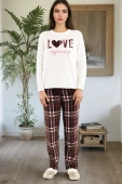 Ciepła polarowa piżama damska z napisem LILIANA, biała