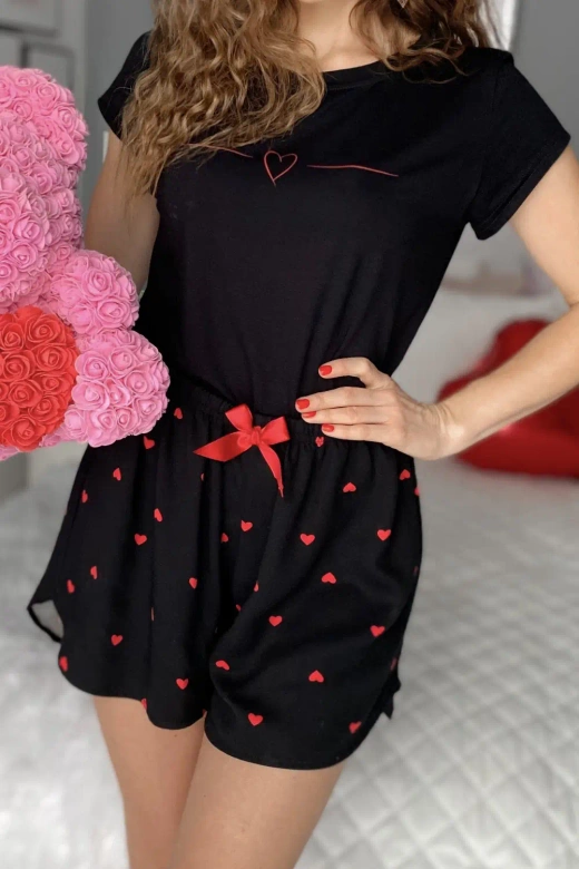 Piżama damska krótka WHIPSTER z wiskozy, czarna