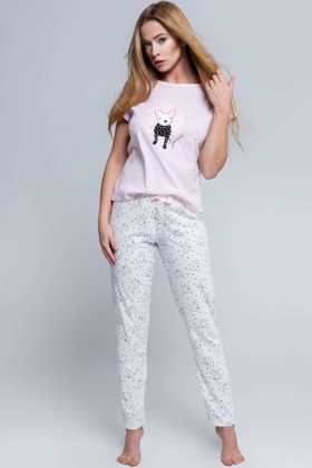 Piżama damska krótki rękaw bawełna polska OFELIA, róż