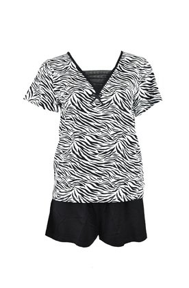 Piżama De Lafense 747 Savannah kr/r S-2XL biały-czarny