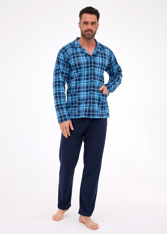 Piżama Cornette 114/82 dł/r 3XL-5XL męska rozpinana granatowy