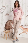 Urocza bawełniana piżama damska ze słodkim jeżem LIZZY, róż