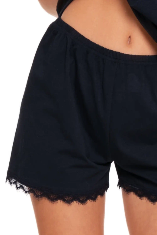 Miękka bawełniana piżama z koronką 4200-024, granat