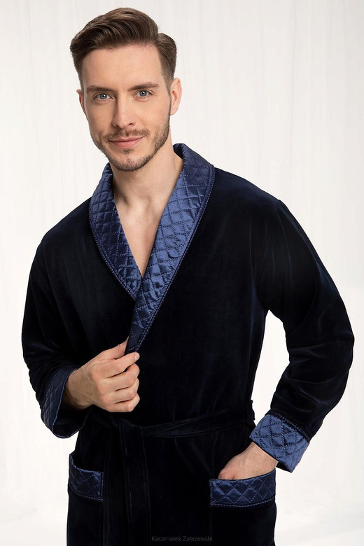 Szlafrok Luna 425 L-2XL męski granatowy