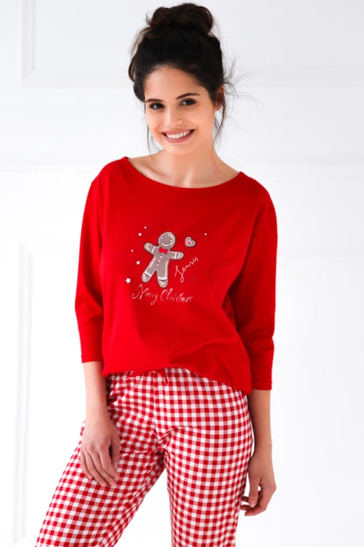 Milutka piżama świąteczna Christmas Cookie 100% bawełna, czerwona
