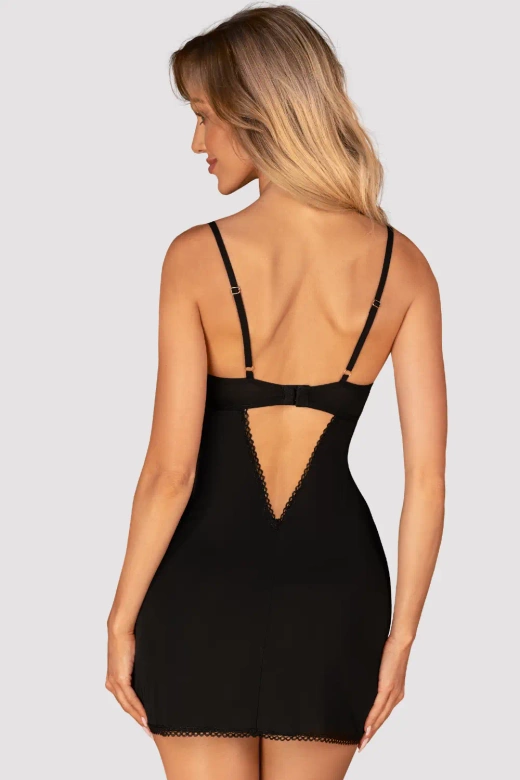 Koszulka z koronką ROSENTY CHEMISE, czarna