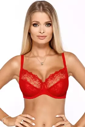 Biustonosz soft CYNTHIA z koronki, czerwony