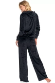 Piżama damska, welurowy miękki dres PDD4300-010, czerń