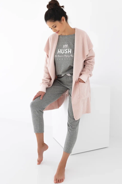 Ocieplany szlafrok/kardigan damski RUTH, różowy
