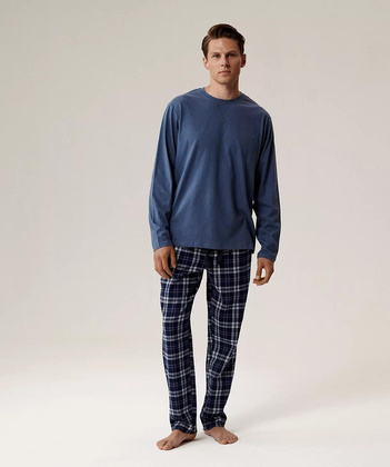 Piżama Atlantic NMP-393 dł/r S-2XL męska niebieski-niebieski ciemny