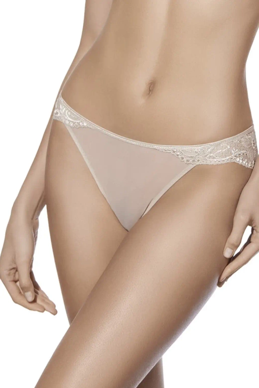 Koronkowe figi z tiulem IRINA, tierra-beż