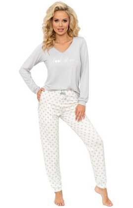 Piżama Donna Maya Long dł/r S-2XL szary-ecru