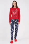 Bawełniana piżama damska Natalie z gwiazdkami, czerwień