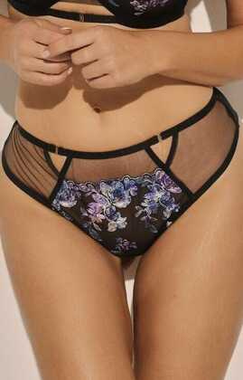 Figi Kinga B-1161/2 Brazyliany Flower Chick S-2XL czarny-niebieski