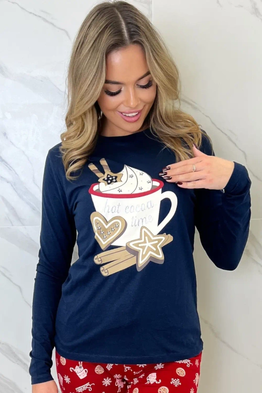 Bawełniana piżama damska Natalie z ciasteczkami, granat