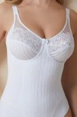 Eleganckie koronkowe body bez fiszbin SCARLETT, blanco-białe