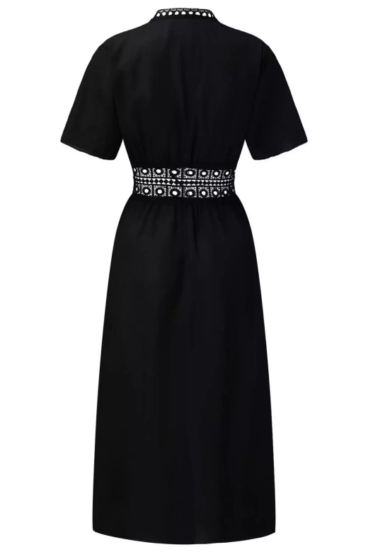 Sukienka plażowa-tunika długa boho KRETA, czarna