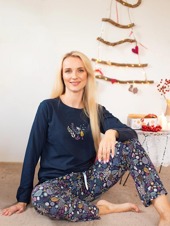 Piżama Key LNS 570 B25 dł/r S-XL damska morski ciemny