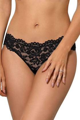 NEWIA BLACK Stringi z koronką, czerń