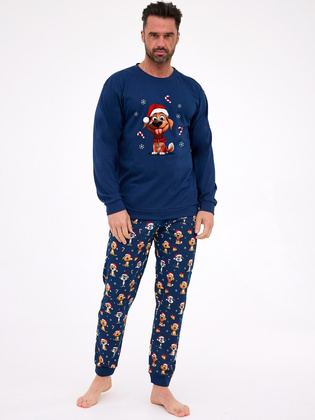 Piżama Cornette 115/294 Dog dł/r Christmas S-2XL męska granatowy