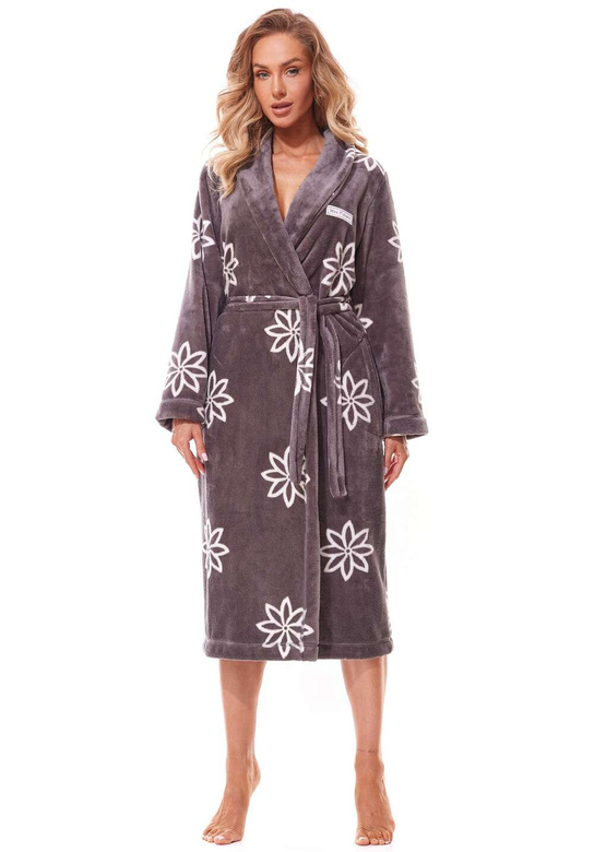 Szlafrok L&L 2315 Fleur długi S-2XL damski onyx