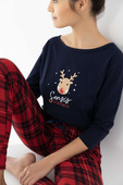 Piżama Sensis Lucy 3/4 Christmas S-XL granatowy-czerwony