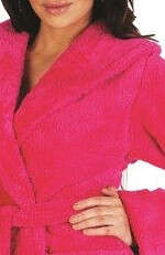 Szlafrok De Lafense 807 Długi Kaptur damski malinowy