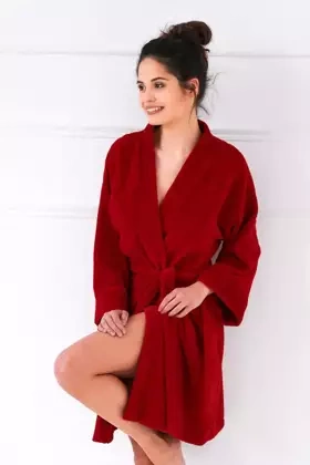 Ciepły puszysty miękki szlafrok soft ROLLING, czerwony