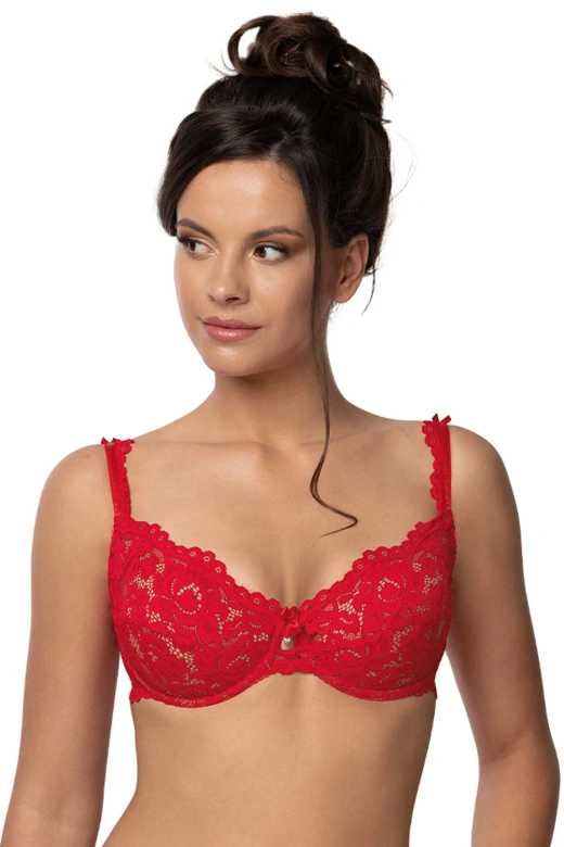 Biustonosz miękki NEWIA SOFT RED, koronka czerwony