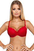 Biustonosz push-up VESTA z koronki, czerwony