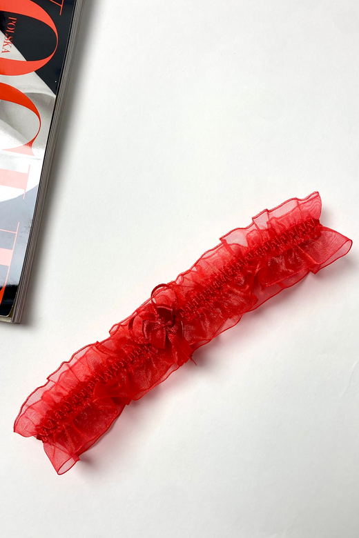 Podwiązka SZYFON 221 z kokardą, czerwona