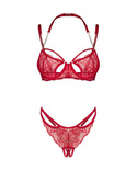 Komplet Obsessive Matildea Bra & Crothless Thong S-3XL czerwony