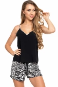Piżama z wiskozy na ramiączka w zebrę  4300-001, czerń