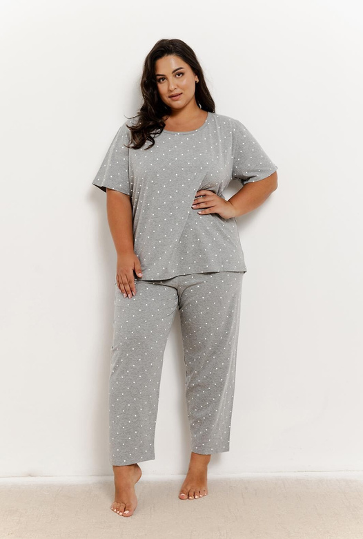 Piżama Taro Meg 3368 kr/r 2XL-3XL W25 damska szary melanż-groszki
