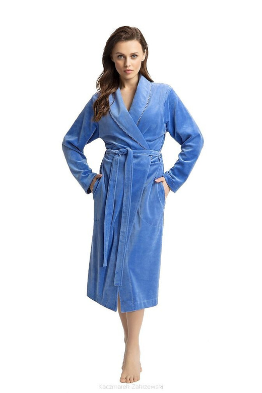 Szlafrok Luna 371 Velour M-XL damski niebieski