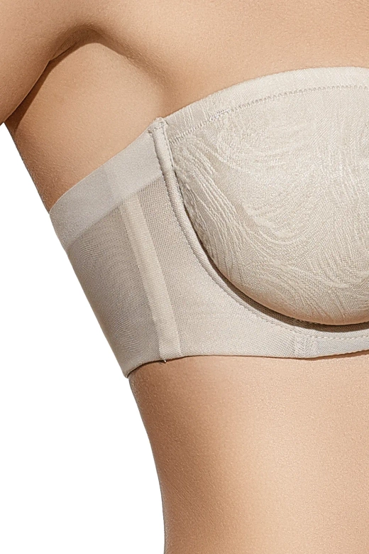 Biustonosz bez ramiączek na fiszbinach SANDRA, tierra-beż