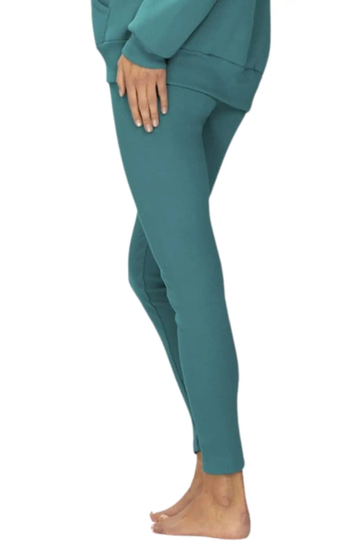 Wygodne prążkowane legginsy OSEYE, turkusowe